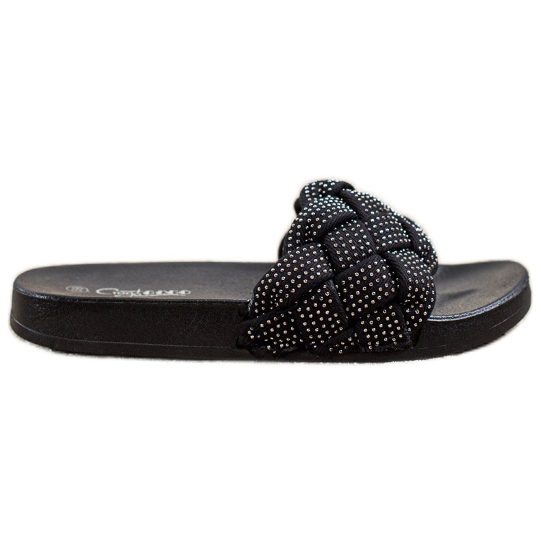 Groto Gogo Tekstilne papuče s kristalima crno