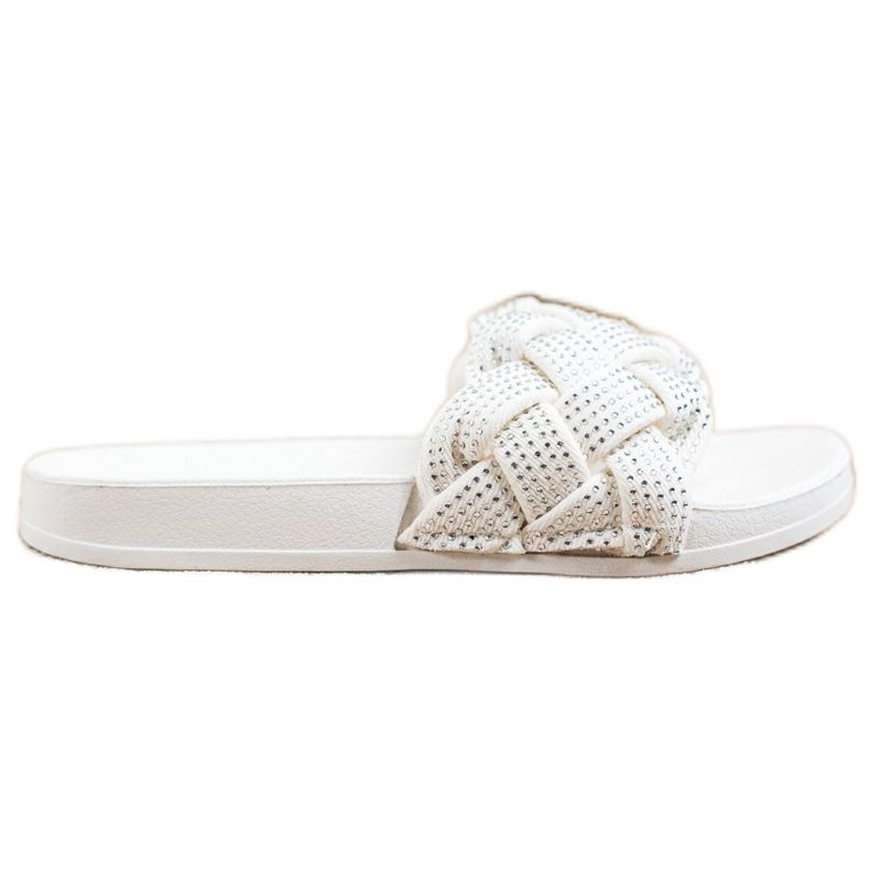 Groto Gogo Tekstilne papuče s kristalima bijela