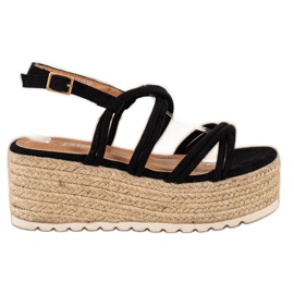 Seastar Espadrile na sandale na klin crna