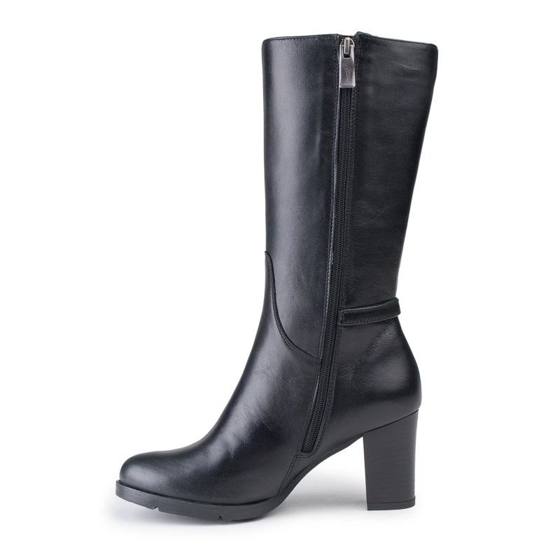 Marco Shoes Klasične čizme od crne nappa kože s dodatnim kopčama i naramenicama crno