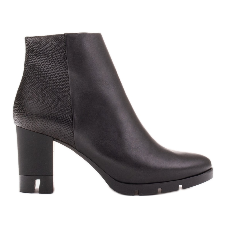 Marco Shoes Hrabre čizme od prirodne kože sa debelim potpeticama crno