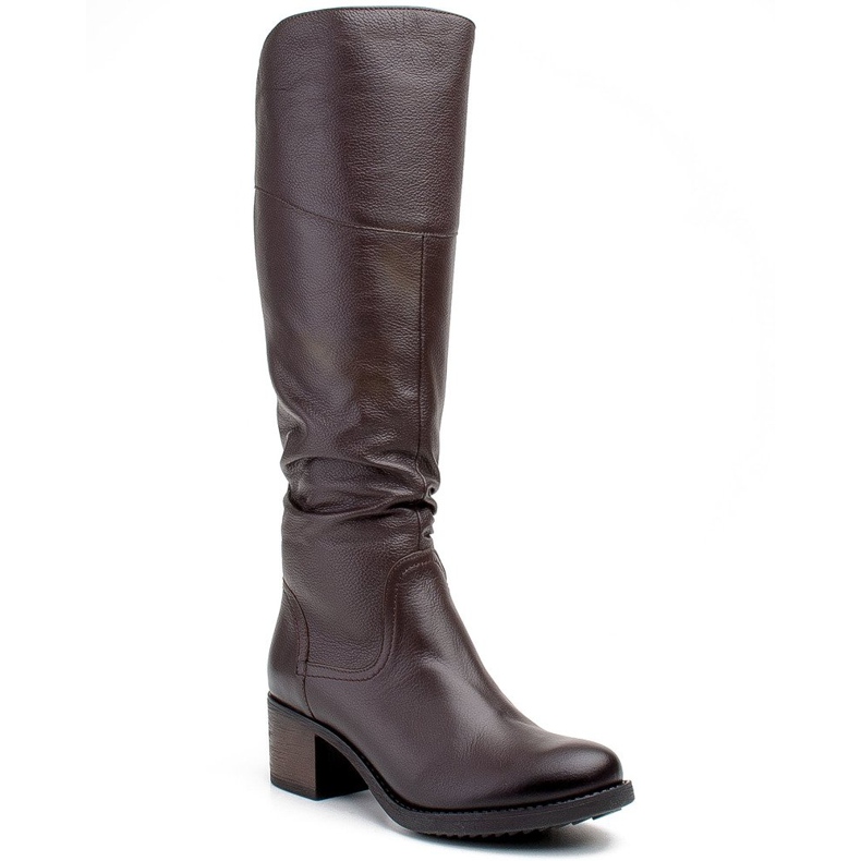 Marco Shoes Tamno smeđa naborana koža Kozak