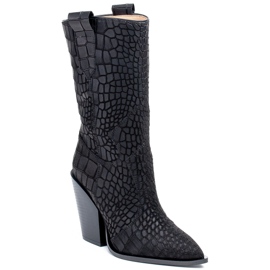 Marco Shoes Marco čizme 1408K kaubojske čizme sa životinjskim motivom crno
