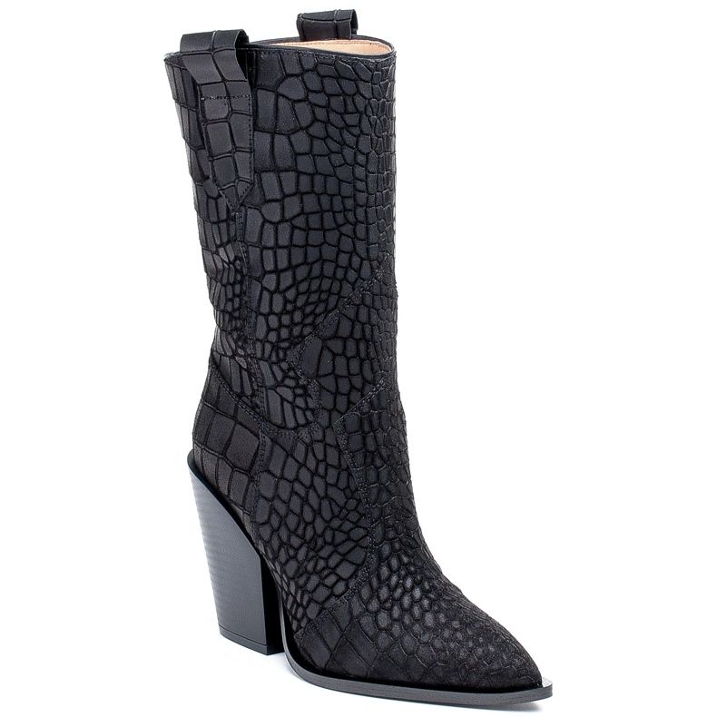Marco Shoes Marco čizme 1408K kaubojske čizme sa životinjskim motivom crno