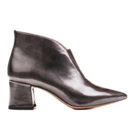 Marco Shoes 1460B tanke sive kožne gležnjače s gumenim gornjim dijelom siva