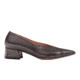 Marco Shoes Crne pumpe od neobične prugaste kože crna