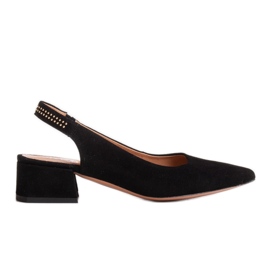 Marco Shoes Crne antilop sandale s ukrasnim mlaznicama crna