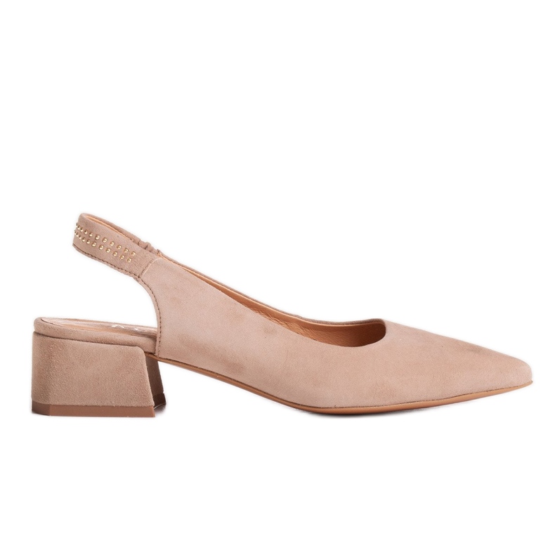 Marco Shoes Bež sandale od antilopa s ukrasnim mlaznicama