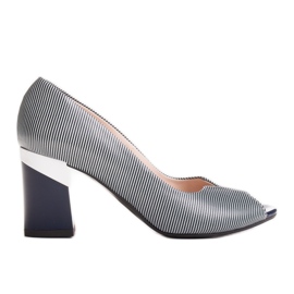 Marco Shoes Tamnoplave prugaste pumpe 1636P tamnoplava