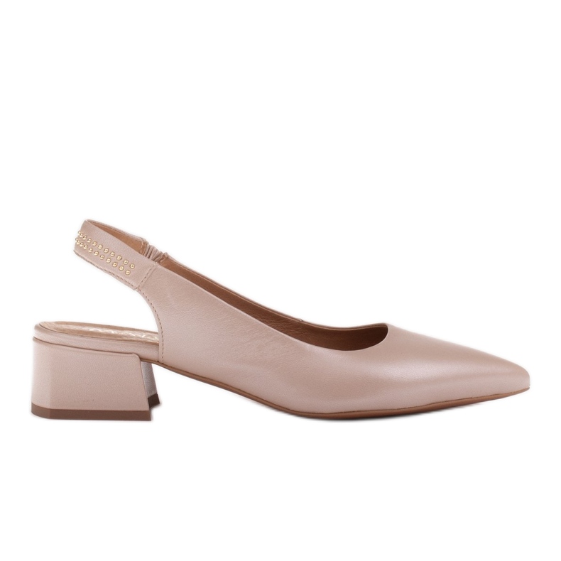 Marco Shoes Bež sandale s ukrasnim mlaznicama od zrnaste kože