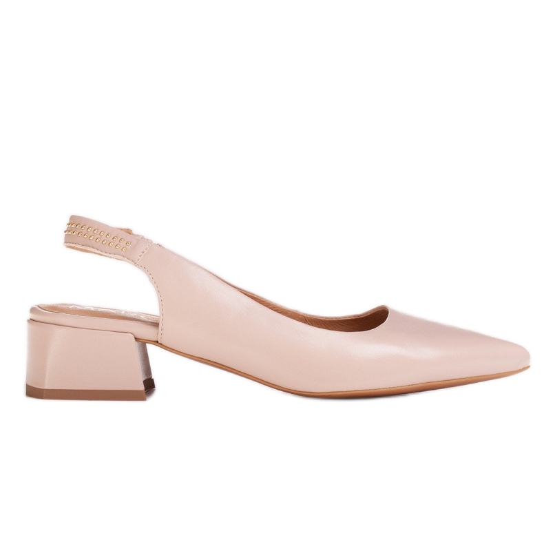 Marco Shoes Bež sandale s ukrasnim mlaznicama od zrnaste kože