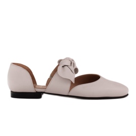 Marco Shoes Balerine s mašnom od zrnaste kože bijela