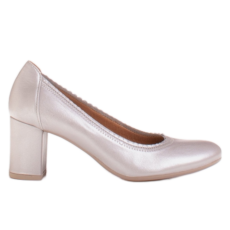 Radoskór Ženske srebrne pumpe za šire stopalo srebro siva
