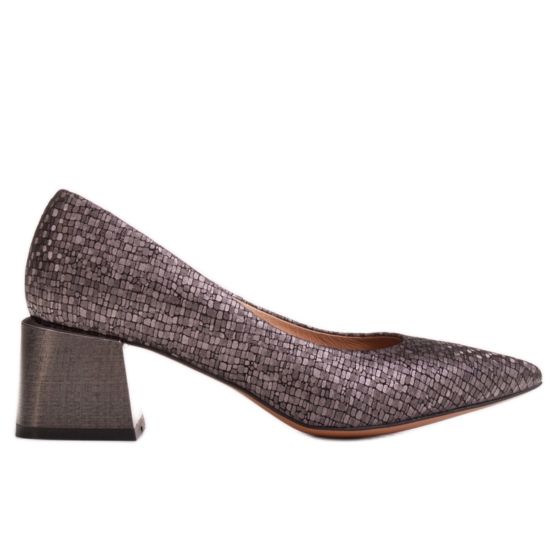 Marco Shoes Elegantne pumpe od reljefne kože siva
