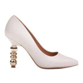 Marco Shoes Kožne bijele štikle s kamenjem bijela