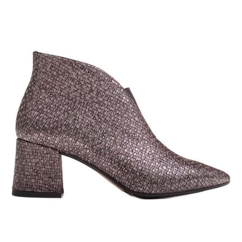 Marco Shoes 1460B tanke sive kožne gležnjače s gumenim gornjim dijelom siva