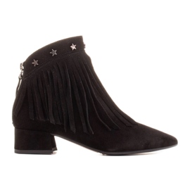 Marco Shoes Originalne čizme od antilopa s ukrasnim resama crna
