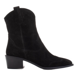 Marco Shoes Crne kaubojske čizme od prirodnog antilopa bez izolacije crno