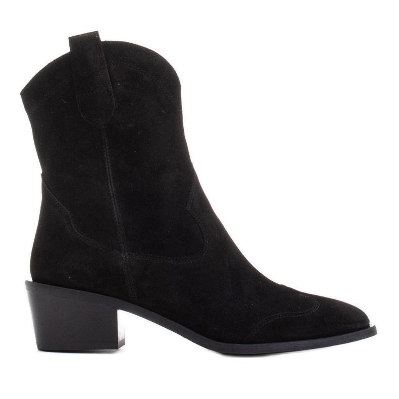 Marco Shoes Crne kaubojske čizme od prirodnog antilopa bez izolacije crno