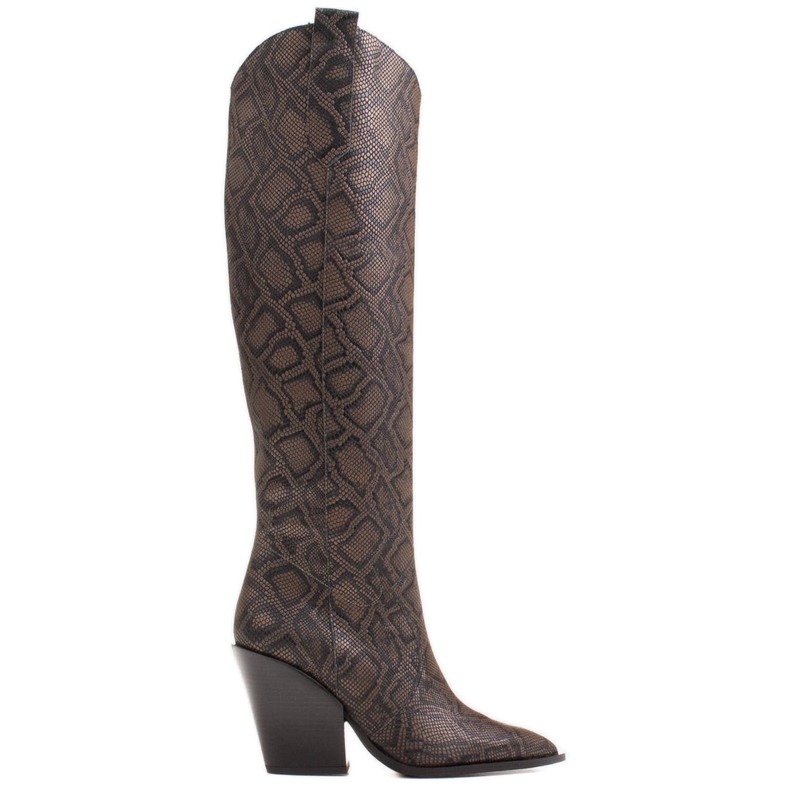 Marco Shoes Ženske visoke čizme, kaubojske čizme od prave kože smeđa