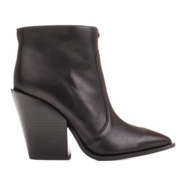 Marco Shoes Ženske kaubojske čizme od prirodne kože crna