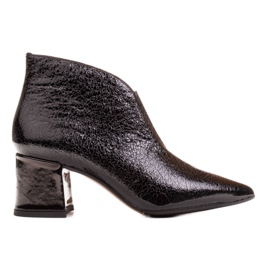 Marco Shoes 1460B tanke crne kožne gležnjače s gumenim gornjim dijelom crno