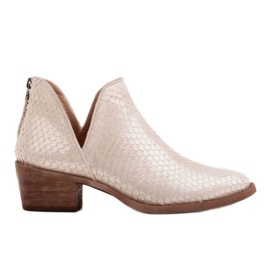 Marco Shoes Gležnjače od prirodne antilopa s V izrezom zlatni