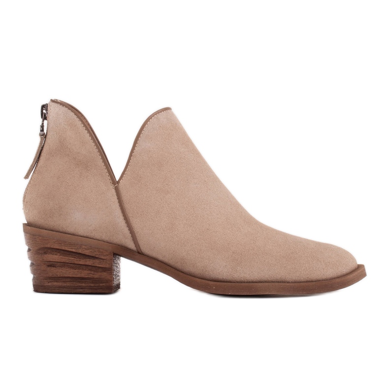 Marco Shoes Bež čizme od prirodnog antilopa s V izrezom