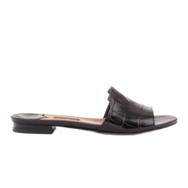 Marco Shoes Elegantne ženske crne kožne papuče crna