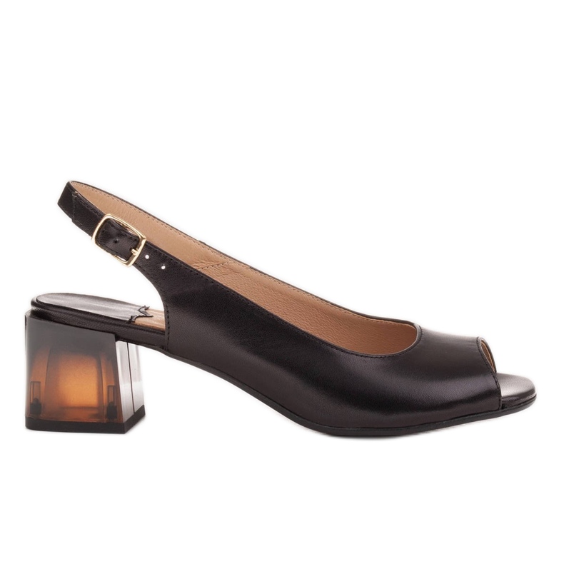 Marco Shoes Udobne ženske sandale sa zanimljivom petom crno