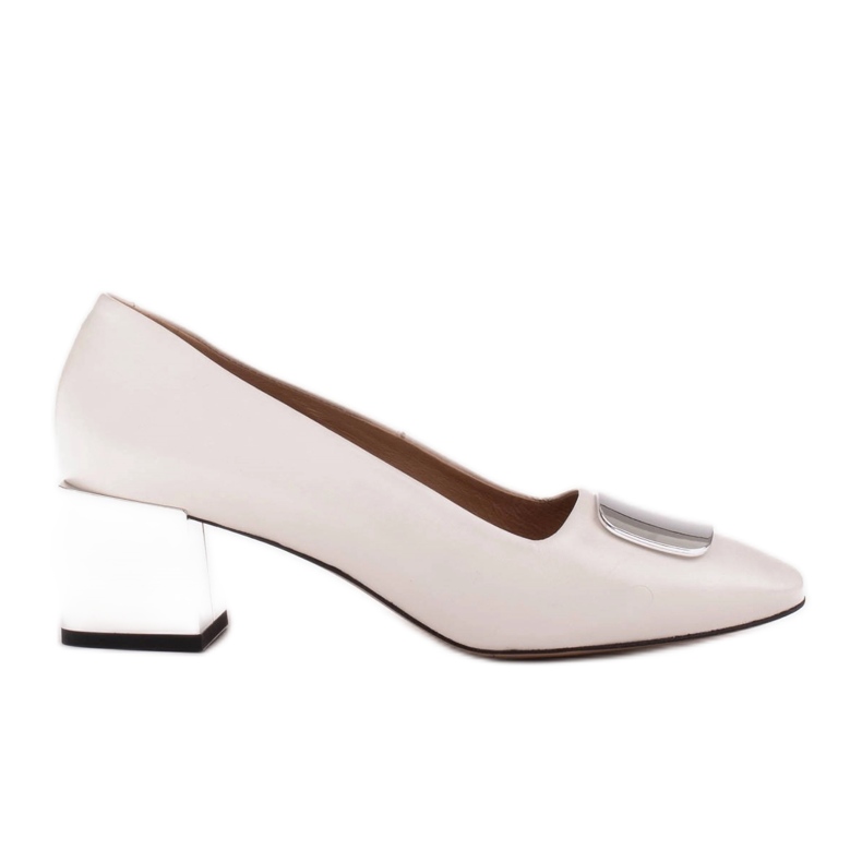 Marco Shoes Pumpe s metalnom petom i ravnim kromiranim ukrasom bijela