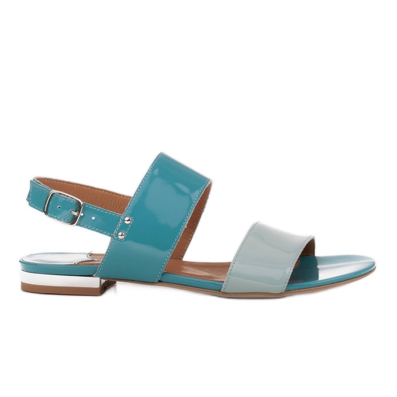 Marco Shoes Ravne sandale s lakom i metalnom petom plava