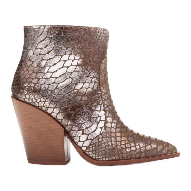 Marco Shoes Ženske kaubojske čizme od prirodne kože srebro