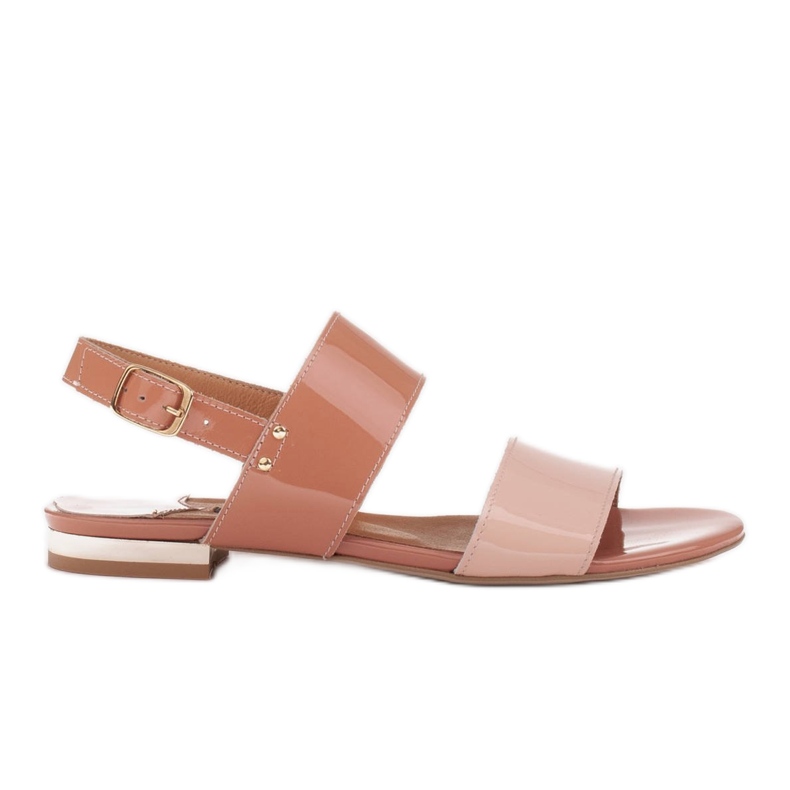 Marco Shoes Ravne sandale s lakom i metalnom petom bež