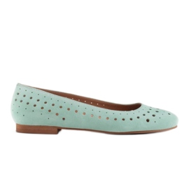Marco Shoes Ženske balerinke s perforacijom na gornjem dijelu zelena