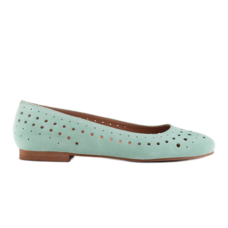 Marco Shoes Ženske balerinke s perforacijom na gornjem dijelu zelena