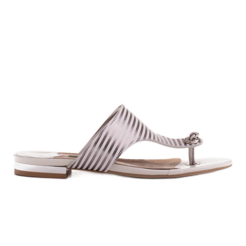 Marco Shoes Ravne sandale s lakom i metalnom petom bijela srebro