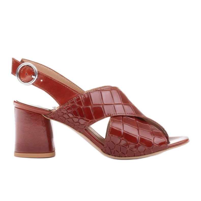 Marco Shoes Ženske kožne sandale od kože s izrezanim prugama smeđa