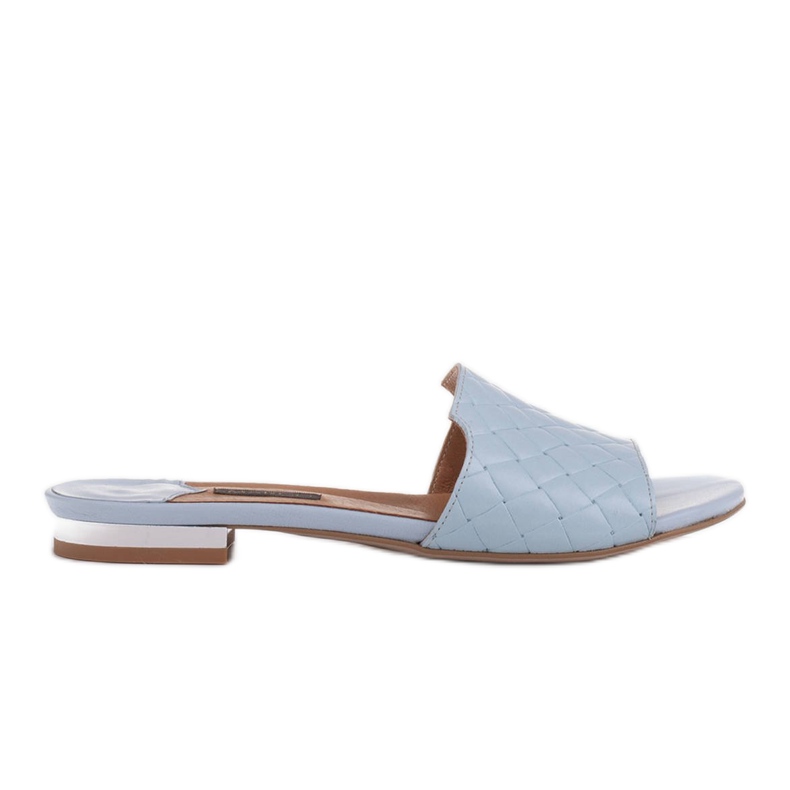 Marco Shoes Elegantne ženske papuče od reljefne kože plava