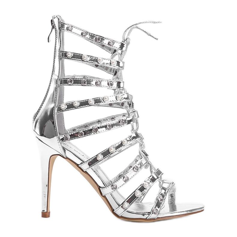 Srebrne sandale na štikli The Twist srebro