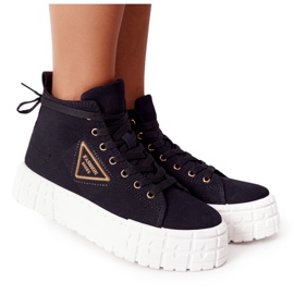 Ženske visoke tenisice na platformi od crnog Manhattana