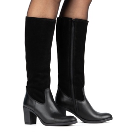 Olivier Ženske crne čizme s izolacijom na stupu crna
