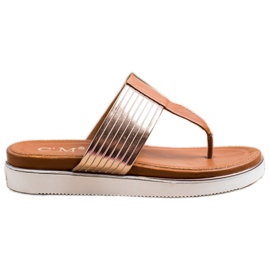 Cm Paris Udobni japanke od eko kože smeđa zlatni