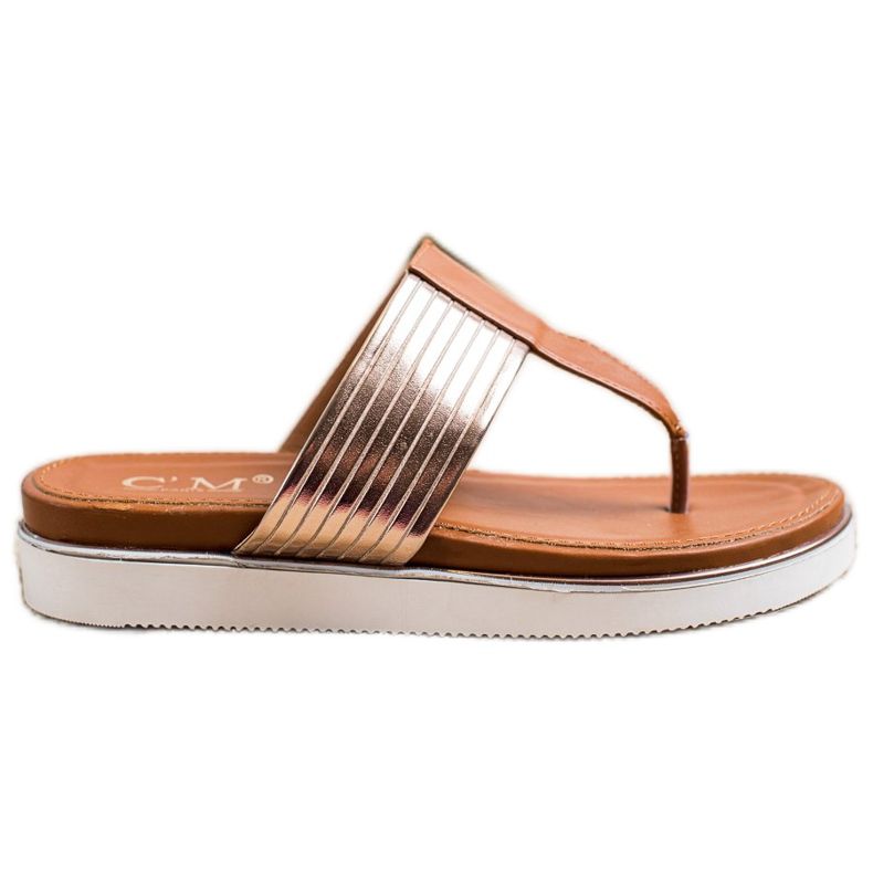 Cm Paris Udobni japanke od eko kože smeđa zlatna