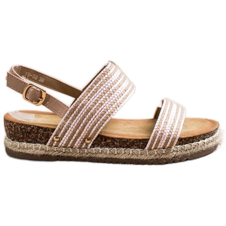 SHELOVET Udobne sandale s kopčom smeđa ružičasta