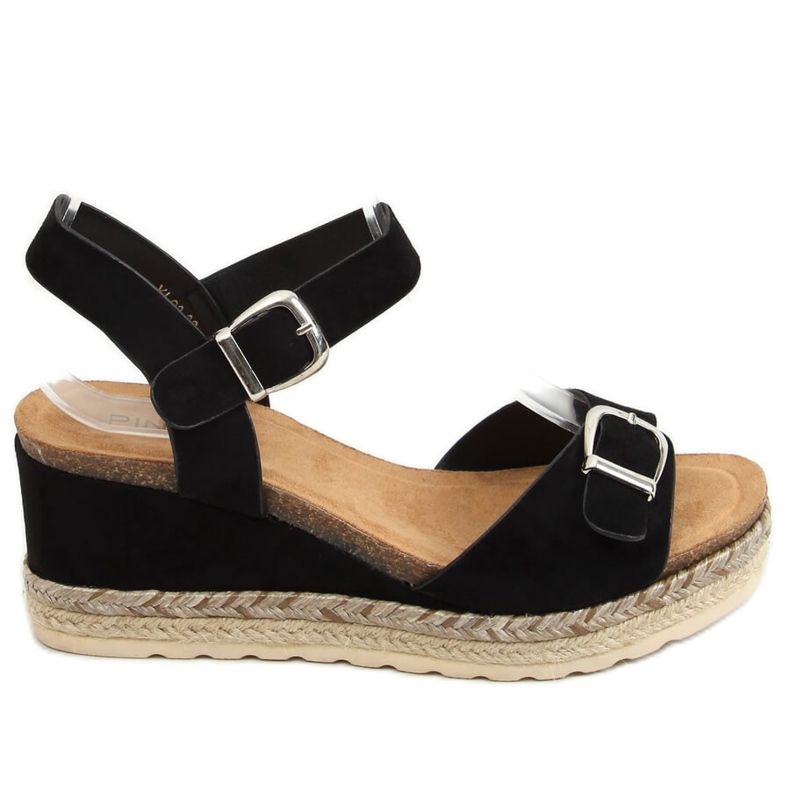 Crne espadrile na klinovima YL93 Crna crno