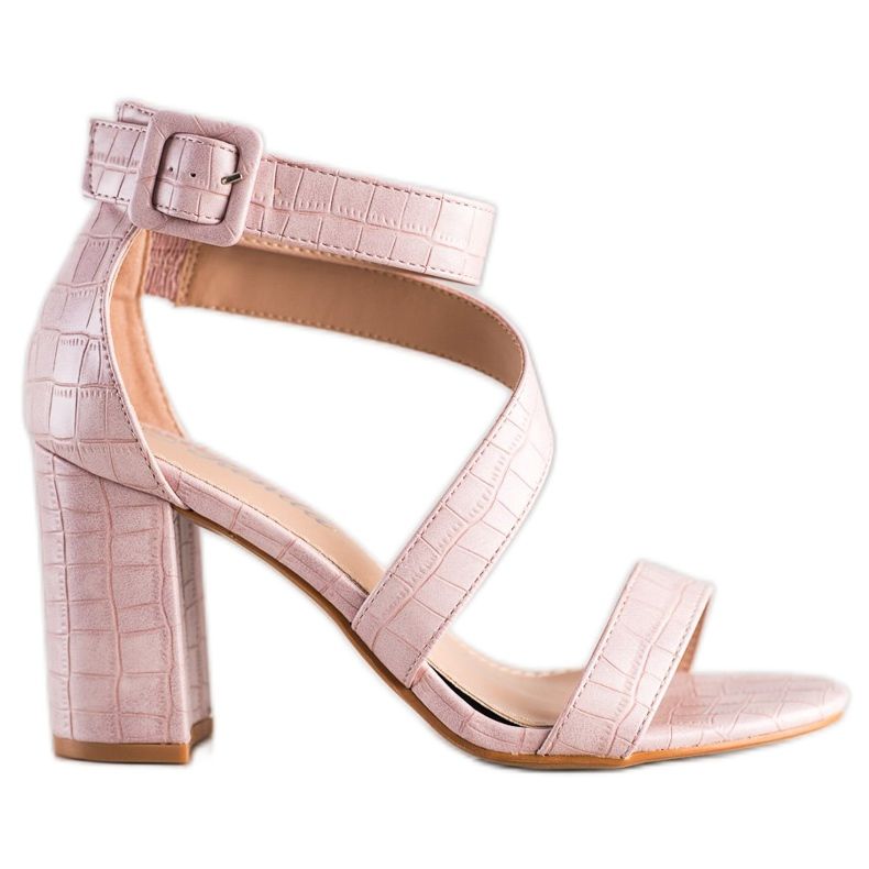 Renda Sandale na šanku s eko kožom ružičasta
