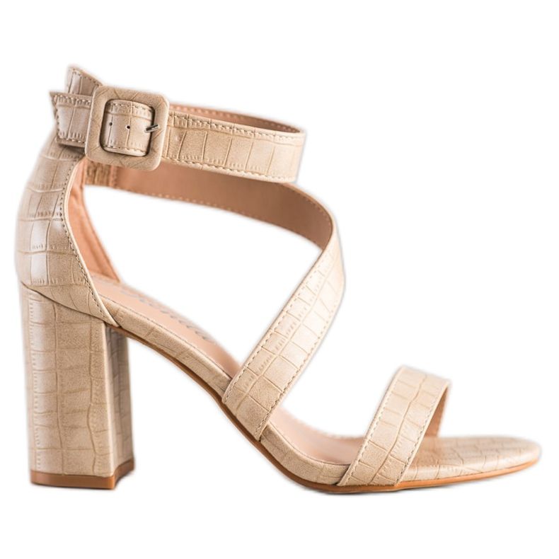 Renda Sandale na šanku s eko kožom bež