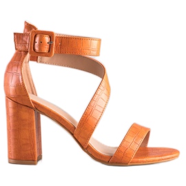 Renda Sandale na šanku s eko kožom narančasta