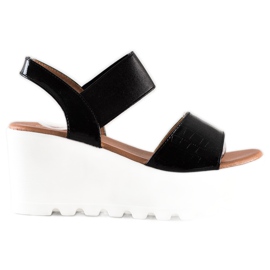 Weide Lagane sandale na bijelom klinu crna